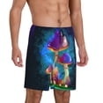 thumbnail image 3 of Rocae Magic Mushrooms ,Fireflies for Men's Soft Sleep Pajama Shorts, Waistband and Pockets, 3 of 9