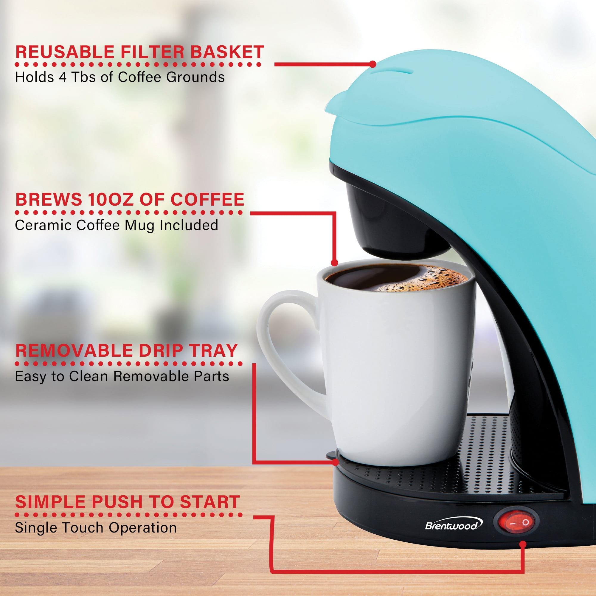 Brentwood 800-watt Single-serve Coffee Maker With Reusable Filter