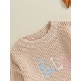 thumbnail image 5 of Toddler Baby Girls Sister Matching Knit Sweater Letter Embroidery Warm Long Sleeve Pullover Knitwear Fall Winter lothes, 5 of 8