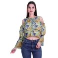 thumbnail image 1 of Moomaya Cold Shoulder Tops Shirts For Women Button Down Long Ruffle Sleeve Top, 1 of 4
