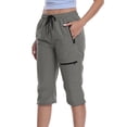 thumbnail image 3 of Women's Capris Cargo Pants Quick Dry Casual Hiking PantsLightweight Dry Cargo With Zipper Pockets Elastic Waist Summer Outdoor Cropped Pants, 3 of 8