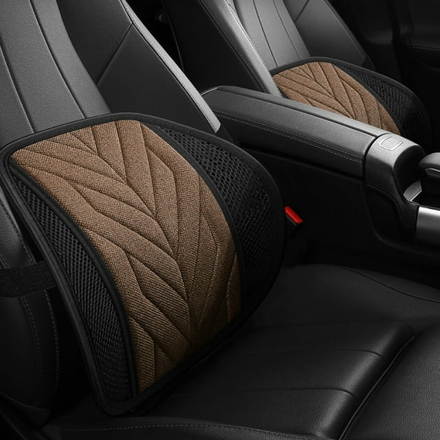 LSLJS Linen Car Lumbar Cushion Four Seasons Breathable Car Home Massage Lumbar Back Cushion Car Lumbar Support Interior Supplies, Automotive Lumbar Support