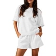 thumbnail image 2 of Sheghy Short Sets for Women Plus Size Women Casual Resort 2 Piece Set Sleeveless Stand Collar Striped Half Button Top & Elastic Waist Shorts, 2 of 9