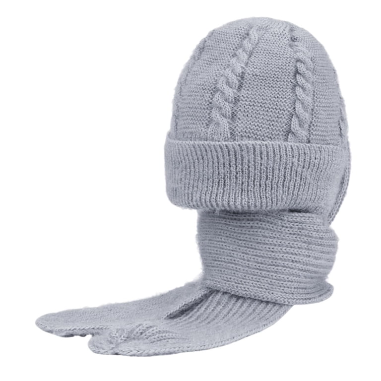 Ljudmp Fuzzy Knit Hooded Scarf For Women 2-in-1 Integrated  display picture 1