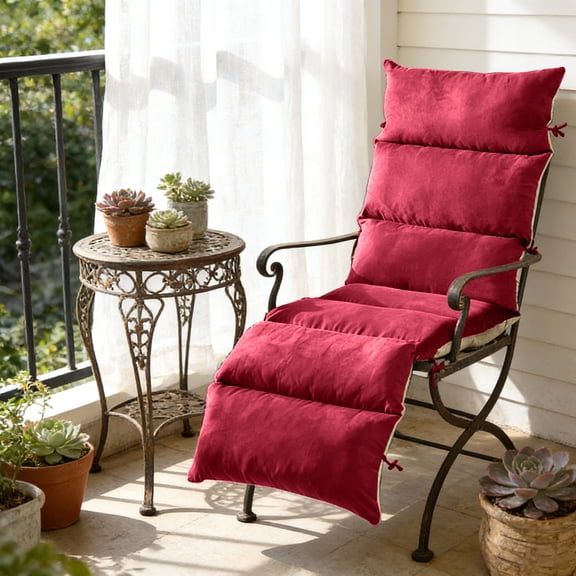 Wzzjkit Outdoor Seat Cushions 49x20 In, Patio Furniture Cushions High Resilience Foam, Waterproof Replacement Chair Cushion, Back Support Cushion with Straps for Rattan Chair Garden Sofa