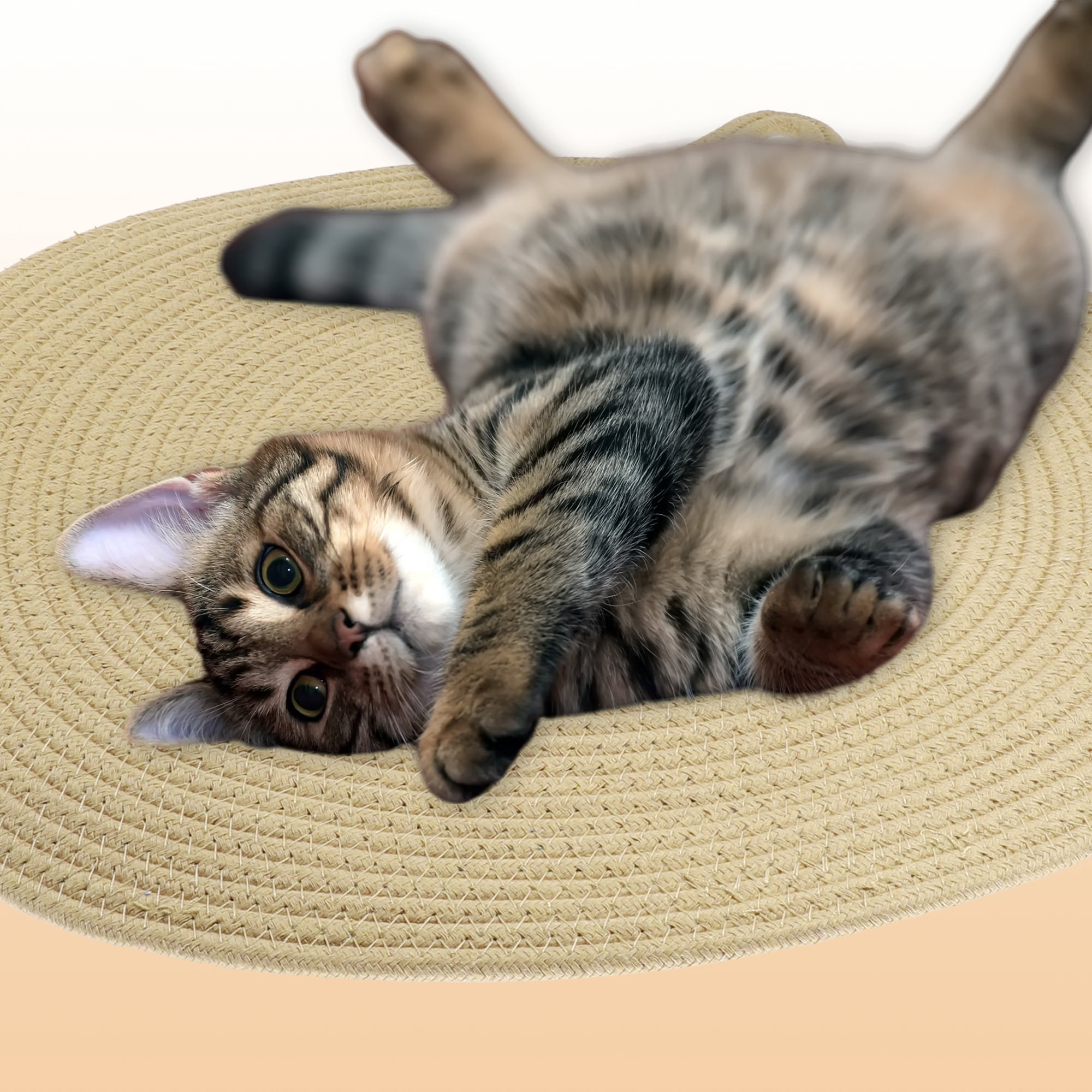 Unique Bargains Cotton Rope Cat Scratcher Mat  Floor Protector Beige 16.54"