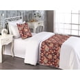 thumbnail image 2 of Boho Bed Runner Set, Botanical Garden Themed Roses and Leaves Pattern Ethnic Paisley, Decorative Bedding Scarf & a Pillow Sham for Hotels Homes, Twin, Burgundy Marigold and Indigo, by Ambesonne, 2 of 3