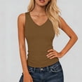 thumbnail image 2 of Husipze Women's Tank Top Sleeveless Casual V Neck Fitted Basic Top Soft Stretch Athletic Slim Fit Gym Yoga Tops Brown S, 2 of 9