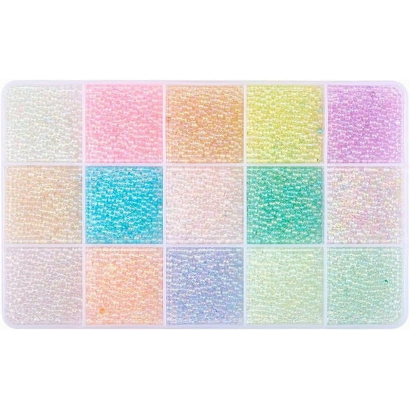 195g 15 Colors Resin Beads 2mm No Hole Macaron Colorful Micro Glass Beads Glass DIY Nail Art Decoration Mini Glass Beads for DIY Making Jewelry Crafting Decorations