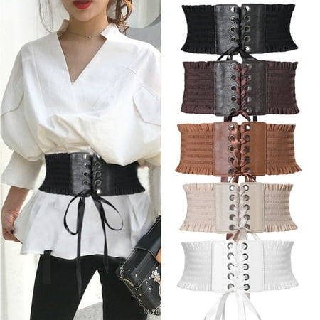 Women Ladies Soft PU Leather Wrap Around Tie Corset Cinch Waist Wide Dress (Best Neckties In The World)