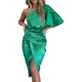 thumbnail image 2 of Party Dress Irregular Hem High Waist Slash Neck High Split One Shoulder Party Dress for Dinner, 2 of 13