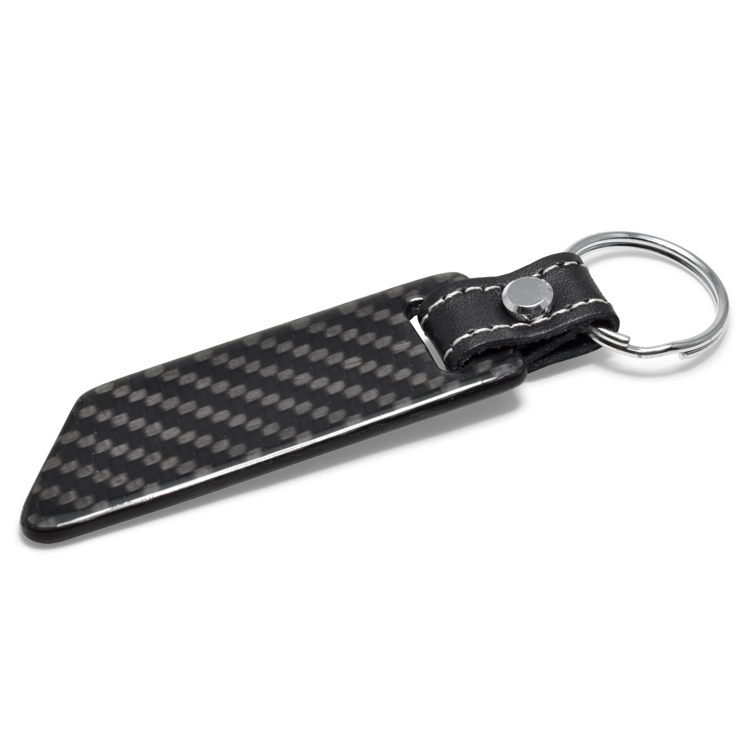 Dodge Real Carbon Fiber Blade Style with Black Leather Strap Key Chain