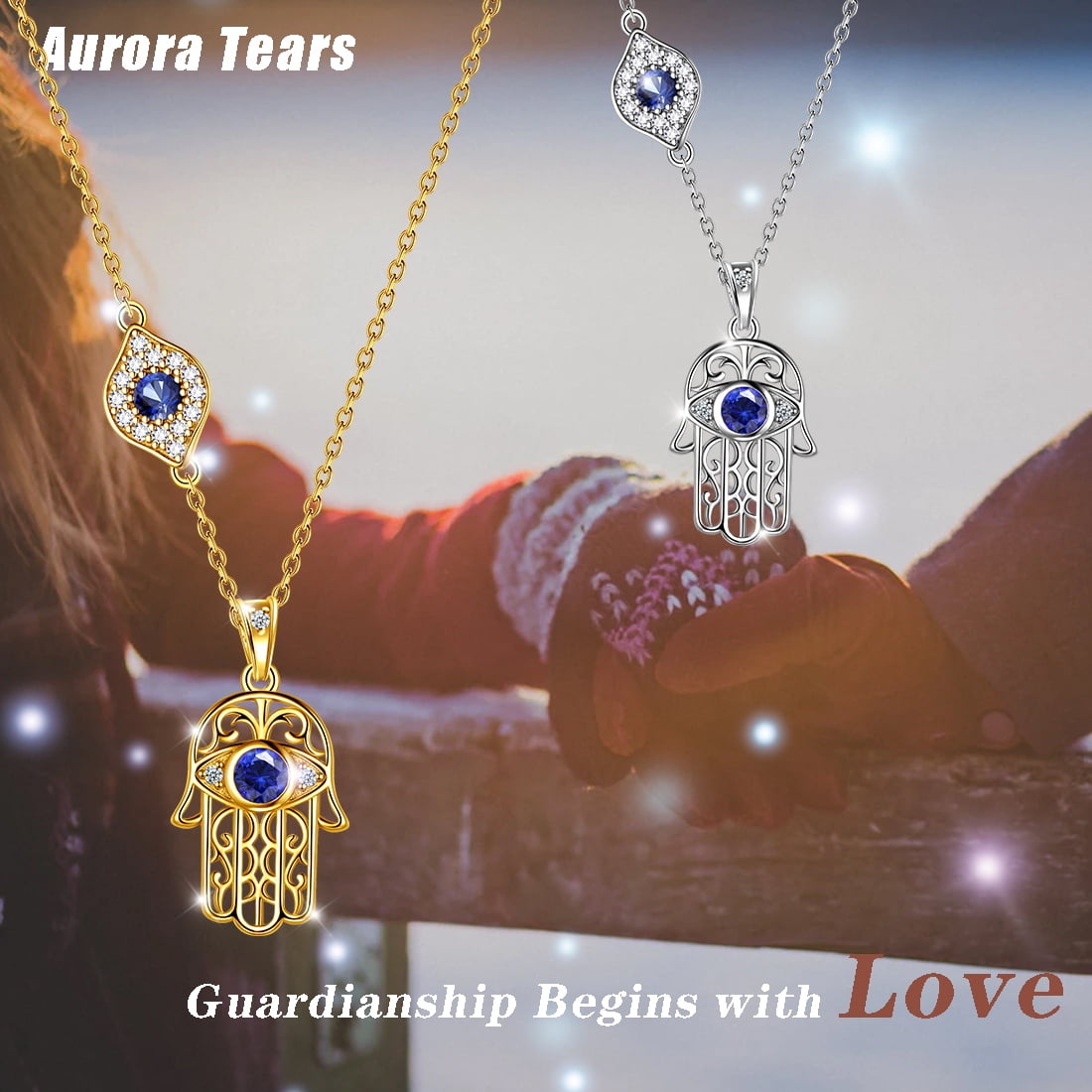 Hamsa Hand Necklace 925 Sterling Silver Blue Third Eye Hand of Fatima Pendant Protective Jewelry Women Gifts Hipunk
