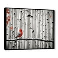 thumbnail image 2 of Designart "Forest Guardian Monochrome Red Grey Bird I" Animals Floater Framed Canvas Wall Art, 2 of 7