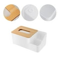 thumbnail image 3 of Clearance! Under $10 Multifunctional Desktop Tissue Box Simple Household Wooden Cover Paper Box with Compartmental Remote Control Stationery Tissue Sto, 3 of 7