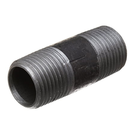Pipe Nipple - Black-Coated Steel - Schedule 40 - Welded - Threaded on Both Ends - 1 BSPT - 6 Long