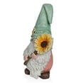 thumbnail image 3 of Alpine Corporation Gnome with Turquoise Hat Holding Sunflower Decor, 3 of 14
