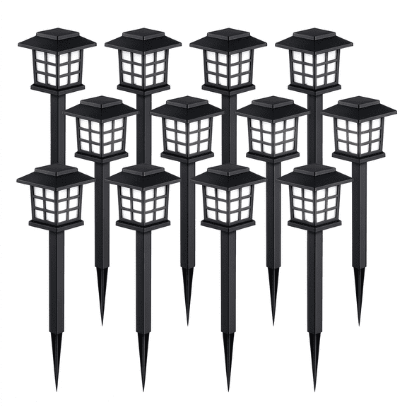 DAYBETTER 12 Pack Solar Lights Outdoor, Waterproof LED Solar Pathway Lights for Garden, Landscape, Path, Yard, Patio, Driveway, Cold White