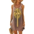 thumbnail image 2 of VEKDONE Robe Maxi à Imprimé Mode pour Femmes Été Aguichant à Dos Nu Hawaïenne de Plage Robe Décontractée Coupe Ample Évasée Robes d'Été Col Rond Robes Plissées Café m, 2 of 5