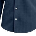 thumbnail image 4 of Generic Mens Long Sleeve Waffle Shirts Casual Solid Color Button Long Sleeve Shirt Stretch Business Work Collared Tee Tops, 4 of 5