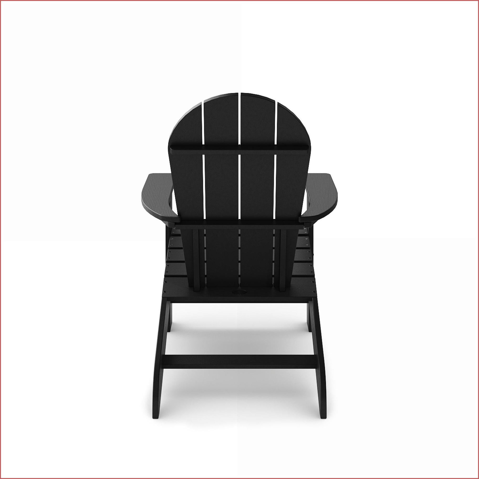 Adirondack Chair, Classic Style for Pool Patio Garden | Black | HDPE Poly Lumber