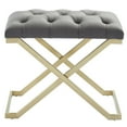 thumbnail image 1 of Contemporary Velvet & Stainless Steel Bench in Grey & Gold, 1 of 6