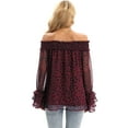 thumbnail image 4 of Women's Leopard Print Off Shoulder Chiffon Tops Sheer Long Sleeve Casual Blouse Shirts Loose Fit Flowy Tops, S-2XL, 4 of 6