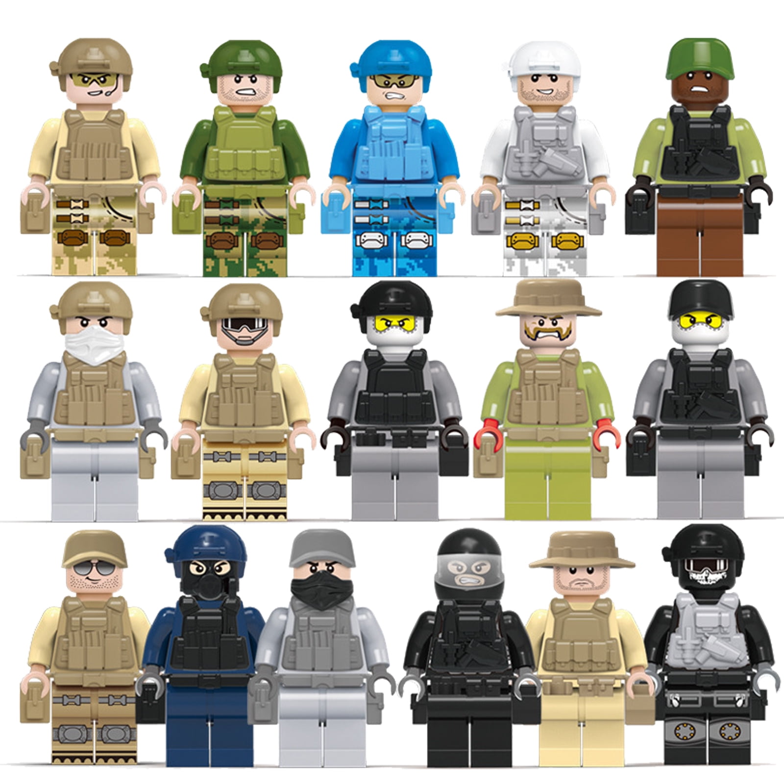 16pcs/set Cartoon Cute Head Accessories For Building Blocks Bricks Figures Toys 