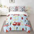 thumbnail image 2 of Erosebridal Cartoon Car Bedding Queen Size,Fire Truck Comforter Sets with Sheets,Breathable Bedding Sets Queen Size,Firefighter Car Decor,7 Pieces, 2 of 6