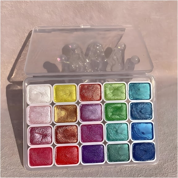 CCOCC Metallic Glitter Watercolors,Metallic Watercolor Paint Set Professional,20 Colors Shimmer Metallic Watercolor Paint Set