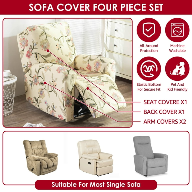 Dznils Printed Recliner Chair Cover Polyester Stretch Recliner