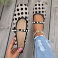 thumbnail image 4 of SuTry Women's Square Toe Flats Polka Dot Mesh Pearl Strap Mary Jane Style Lightweight Comfortable Slip On Casual Walking Shoes Daily Essential(37), 4 of 8
