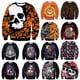 thumbnail image 2 of Sudadera de gran tamaño con estampado de calavera para hombre, jersey de chándal con cuello redondo, ropa de calle Vintage para pareja, ropa de Halloween, 2 of 4