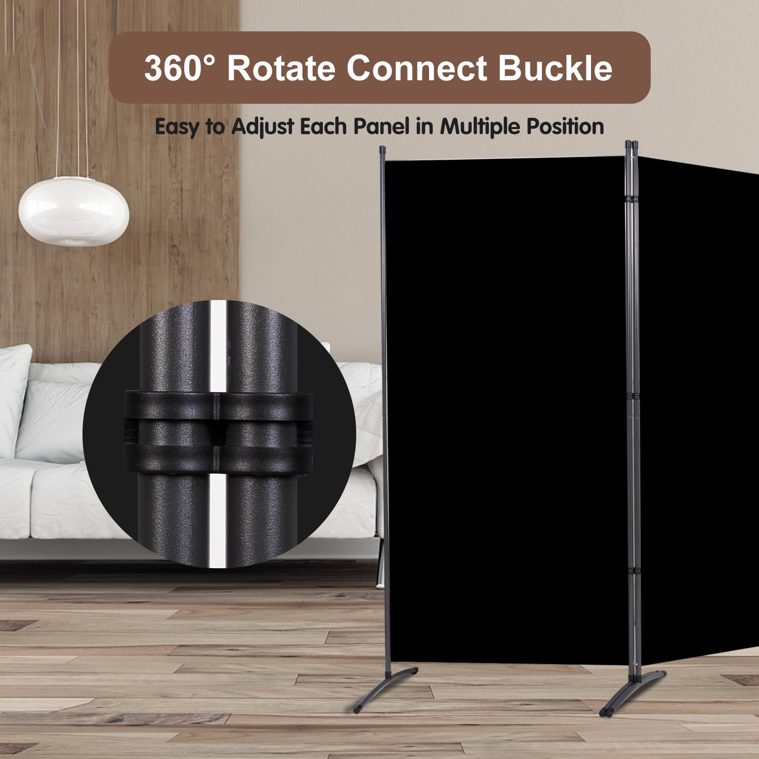 YASRKML Room Divider, 3 Panel Folding Privacy Screen for Office, Room Divider Screen Freestanding Partition Room Separators Fabric Panel 102"x71.3", Black
