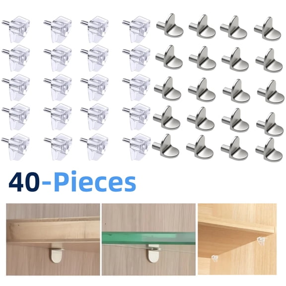YMWVH Shelf Support Pegs, Cabinet Shelf Pins, Replacement Shelf Supports for Kitchen, Furniture & Book Shelves, Locking Shelf Holder Pins (20 Pieces)