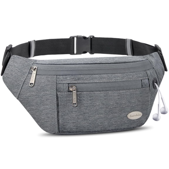 Entchin Women's Fanny Pack Crossbody Belt Bag with 4 Zipper Pockets Adjustable Strap Lightweight Water Resistant