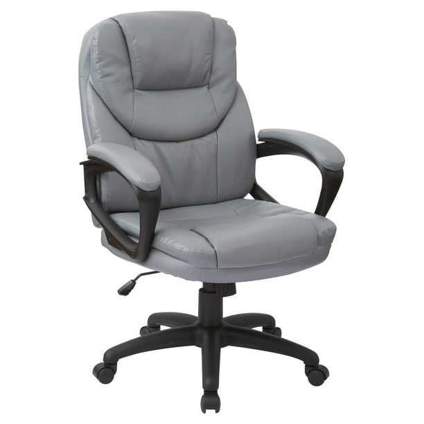 Office Star Products Charcoal Grey Faux Leather Managers Chair with