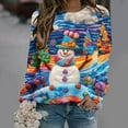 thumbnail image 2 of asdoklhq Christmas Fall Sweaters for Women Womens' Christmas Santa Claus Printed Shoulder Length Long Sleeved Round Neck Top/shirt Multicolor 2X, 2 of 7