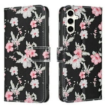 ELEHOLD Flip Wallet Phone Case For Samsung Galaxy A56 5G, Cute Butterfly Floral PU Leather Elegant Folio Design Card Slots, Kickstand  Magnetic ClosureShockproof Case Cover ,B