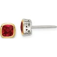 thumbnail image 1 of 14K/Silver Two-Tone Sterling Silver With 14K Accent Created Ruby Square Stud Earrings (6.5 X 6.5) Made In Thailand qtc1730, 1 of 5