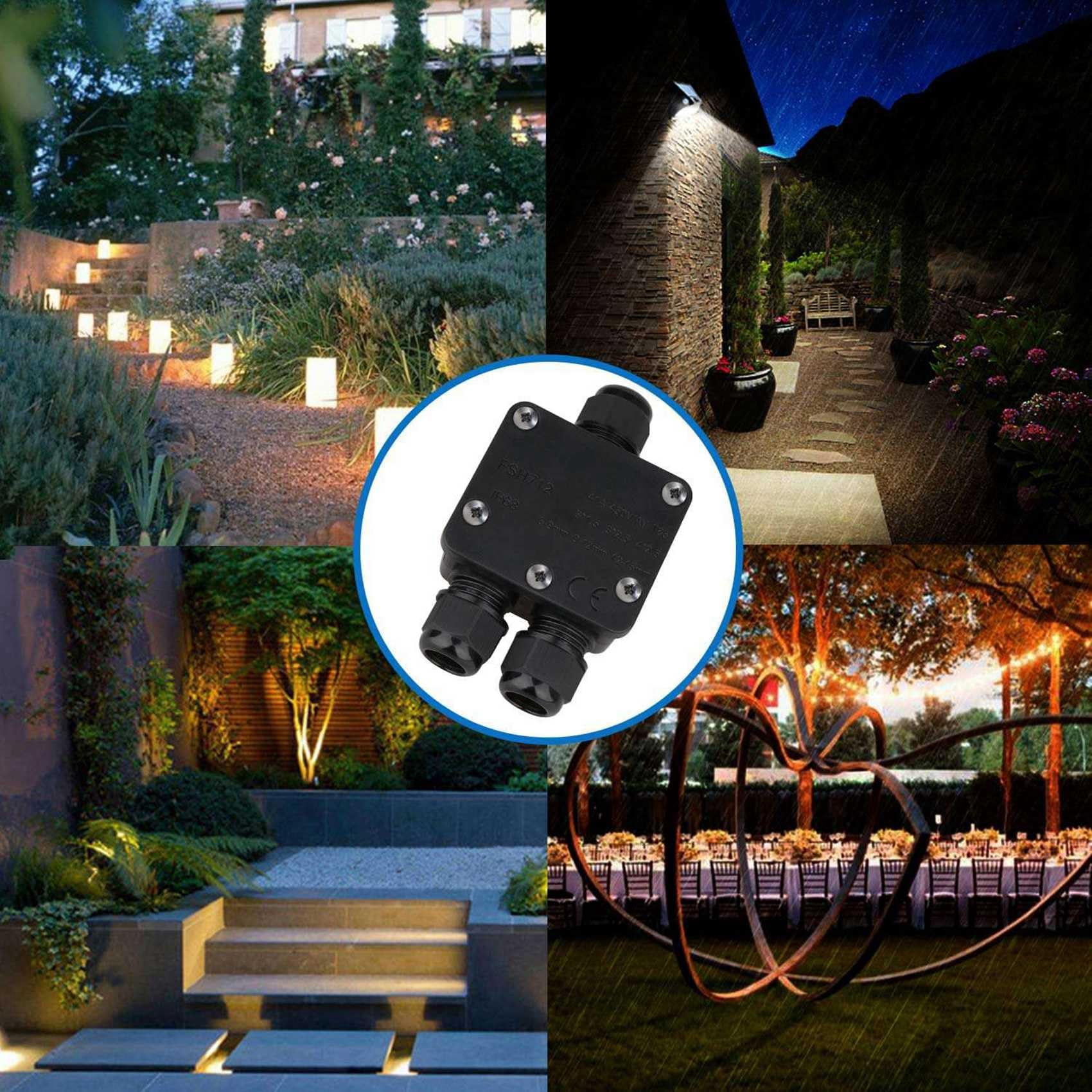 5X Waterproof Junction Box IP68 Outdoor Gland Electrical Junction Box with 3 Cable Connector for 4-15 mm Diameter Cable
