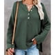 thumbnail image 4 of Suéter de Punto Cuello en V Medio Botones Color Puro Abertura Lateral Manga Larga Suéter Suelto para Mujer Verde S, 4 of 6