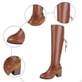 thumbnail image 4 of Rokment Wide Calf over The Knee Cowboy Boots for Women Vintage Patchwork Strappy Leather Pointed Toe Chunky Block High Heel Thigh High Cowgirl Riding Tall Boots Coffee Size 8.5, 4 of 6