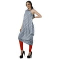 thumbnail image 4 of Moomaya Women's Printed One-Shoulder Cowl Kurti Sleeveless Dress Boho Party Designer Clothing, 4 of 7