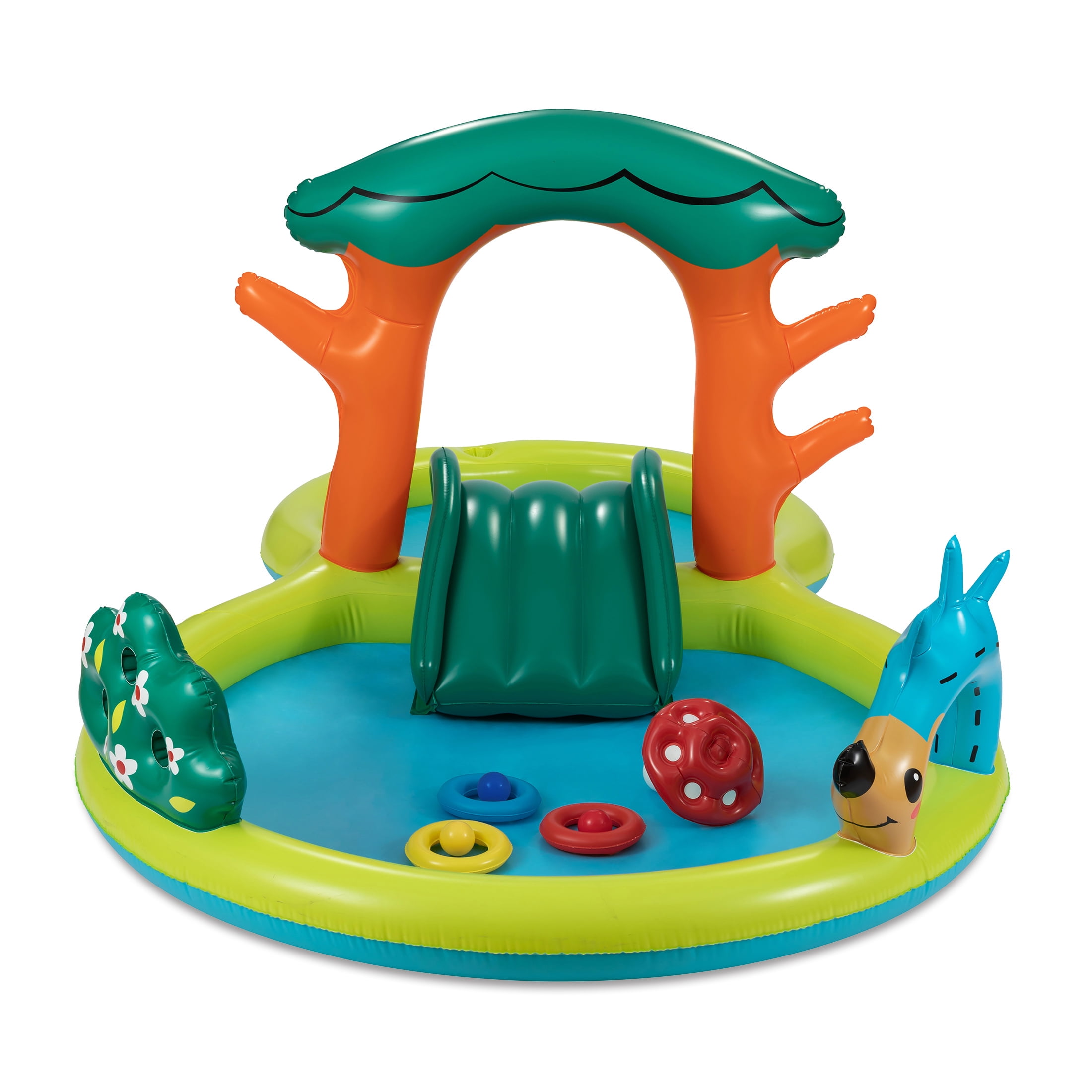Play Day Round Inflatable Backyard Play Center & Kiddie Splash Pool, Ages 2 & up, Unisex
