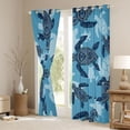 thumbnail image 3 of Homewish Kids Sea Turtle Blackout Curtains Set of 2 (52x84 Each), Navy Marine Seallife Window Curtains, Bohemian Damask Flower Curtains and Drapes, Living Room Curtains Decor, 3 of 6