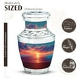 thumbnail image 2 of JAGASY Beach Handmade Urn for Mother, Blue Keepsake Small Urns for Human Ashes, Ocean Sunset Orange Clouds Decorative Urns for Parents, Yellow Burial Urn for Father, (3 Inch), 2 of 7