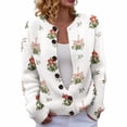 thumbnail image 2 of Plus Size Women's Christmas Santa & Tree Embroidered Cardigan Long Sleeve Round Neck Button Down Knit Sweater For Holiday Season, 2 of 6