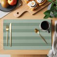 thumbnail image 2 of Sage Green Striped Placemats Set of 6 Modern Minimalist Layered Stripes Place Mats Indoor Wipeable Table Mats Washable Cloth Dining Table Placemats for Kitchen Holiday Party Home Decor 13x19 Inch, 2 of 9