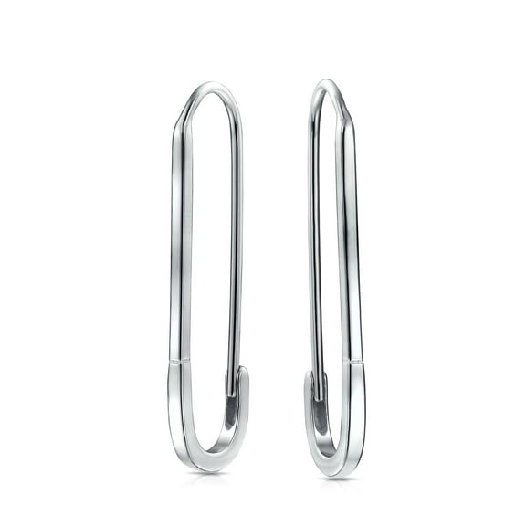 Inspirational Symbol Support for Refugees Biker Safety Pin Threader Drop Earrings for Women Teen 925 Sterling Silver